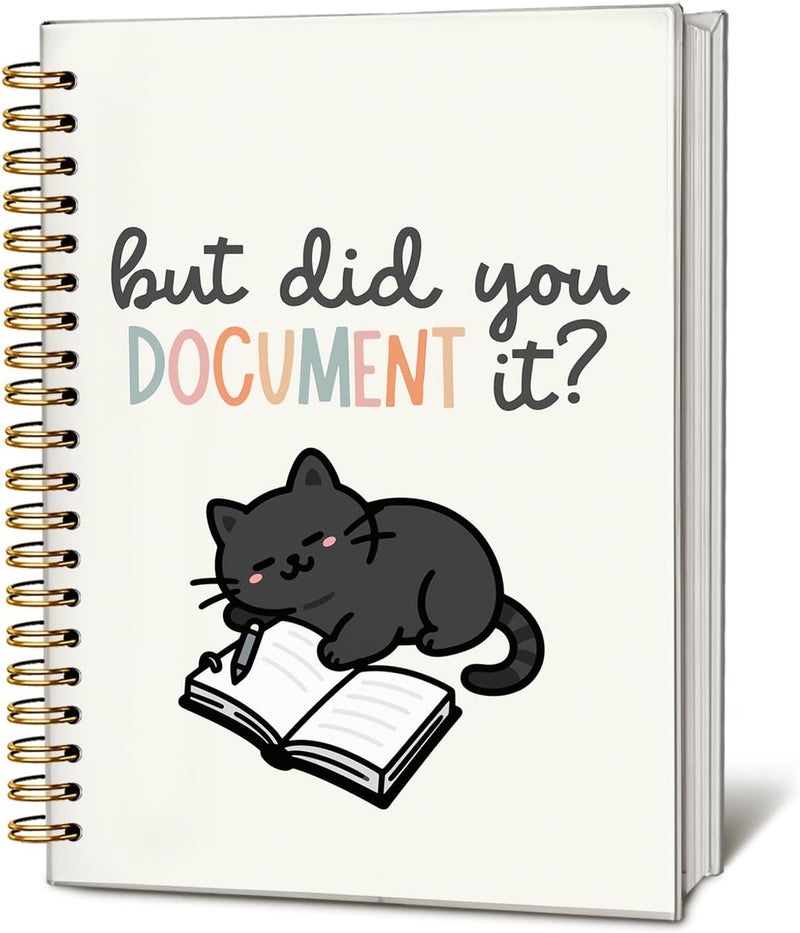 WLIANG Funny Black Cat Notebook Journal Gifts for Women & Men, Black Cat Lovers Gifts Notebooks for Women, But Did You Document It Hardcover Spiral Notebook 5.5x8.3 Inch - Image 1